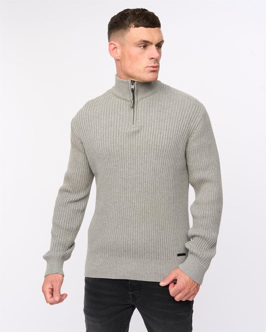 Havaline 1/4 Zip Knit Grey Marl
