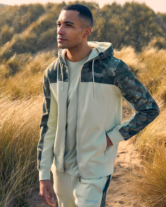 Branton Zip Thru Hoodie Light Olive