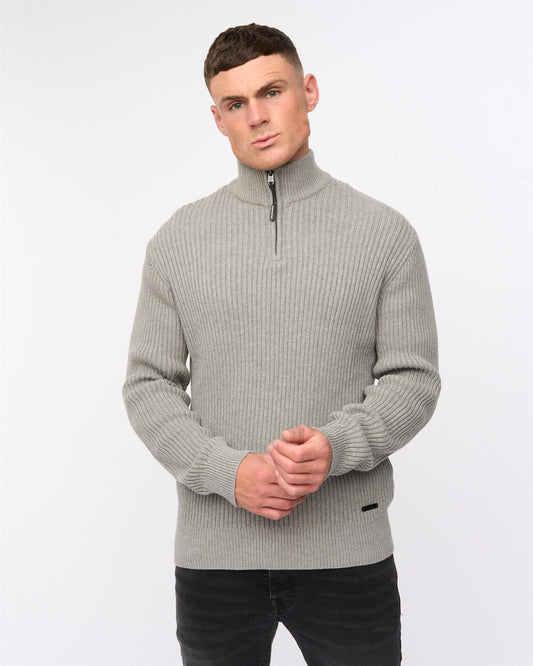 Havaline 1/4 Zip Knit Grey Marl