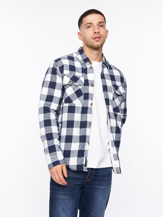 Demaro Check Lined Overshirt Navy