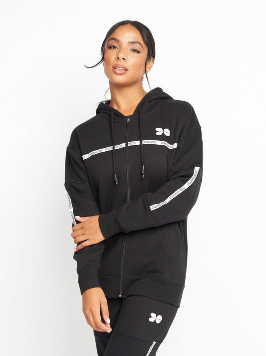 Ladies Feathertop Zip Thru Hoodie Black
