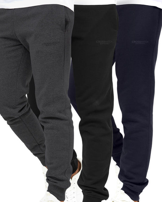 Mayview PKA Joggers 3pk Black Charcoal Navy