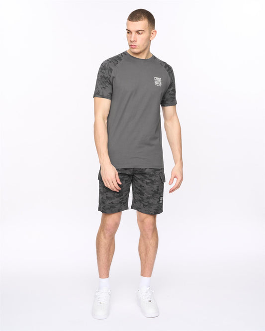 Janscore Elastic Waist Cargo Shorts Dark Grey