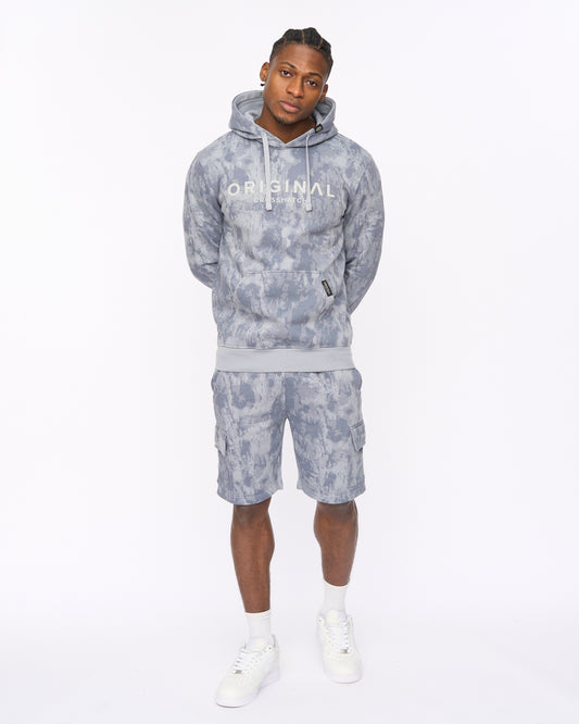Bardon Camo Hoodie & Cargo Jog Short Steel Blue