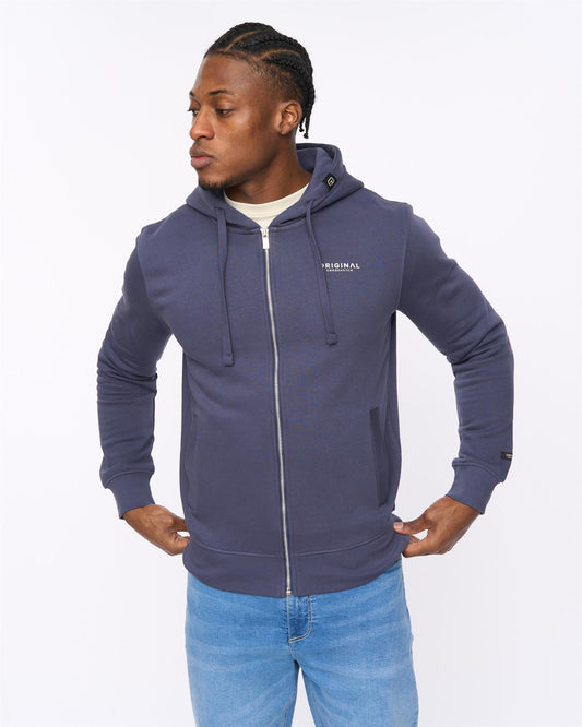 Allmoor Zip Thru Hoodie Navy