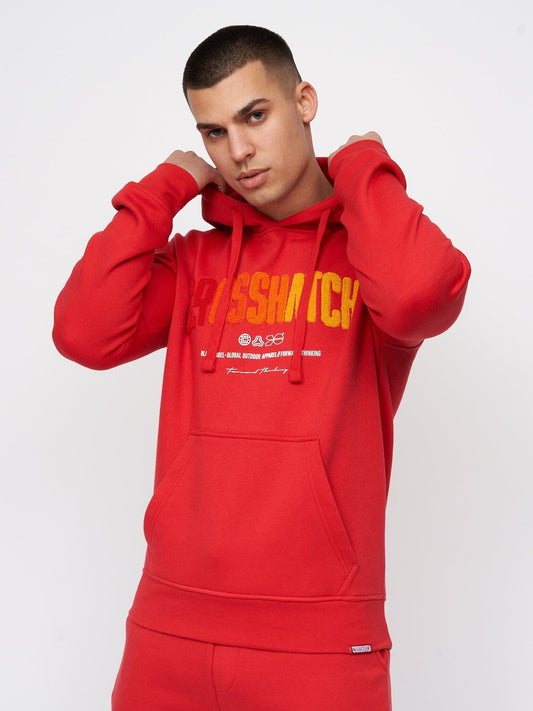 Flocked Hoodie Red
