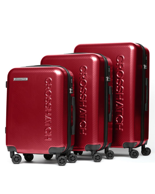 Escapade Embossed Suitcase 3pk Dark Red