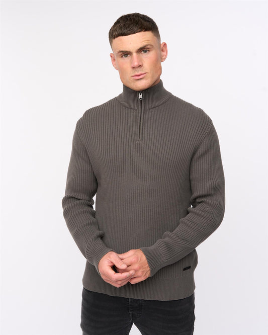Havaline 1/4 Zip Knit Charcoal Grey