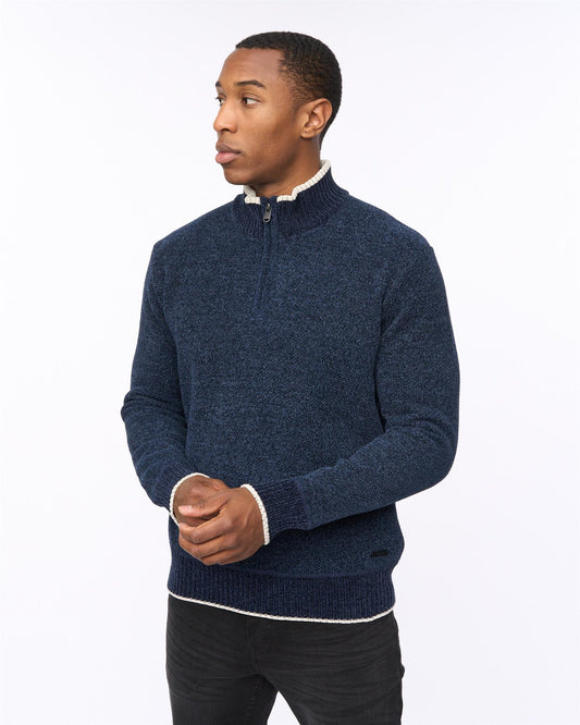 Coldwell Chenille 1/4 Zip Knit Navy