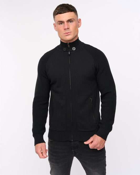 Birchin Zip Thru Knit Black