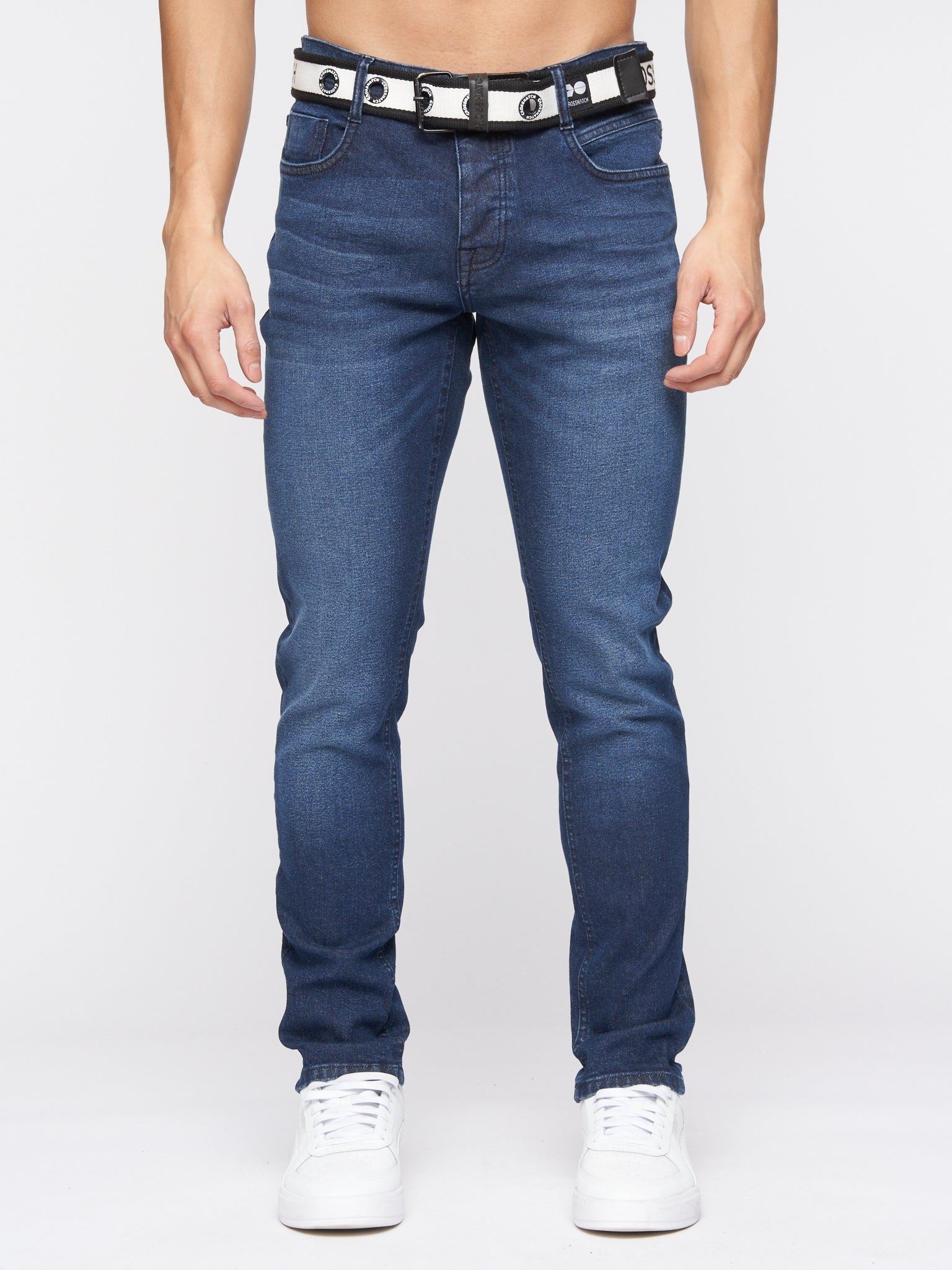 crosshatch Barbeck Slim Fit Denim Jeans Dark Wash