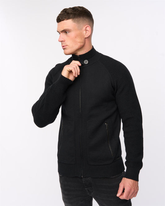 Birchin Zip Thru Knit Black