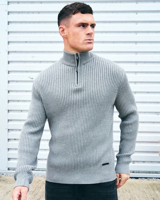 Havaline 1/4 Zip Knit Grey Marl
