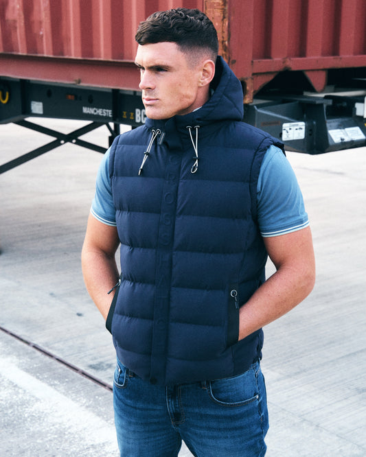 Kampleys Embossed Gilet Navy Navy