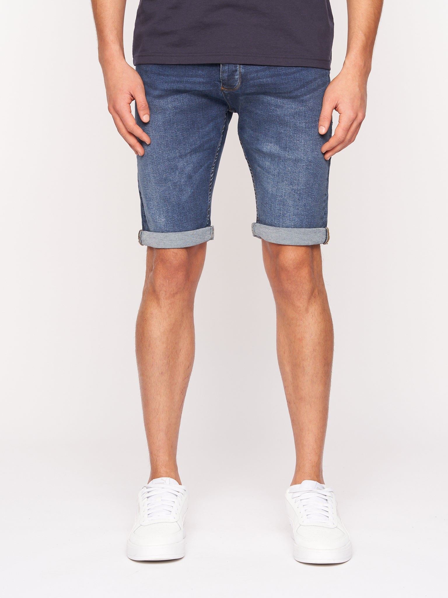 Crosshatch Tadcaster Mid Wash Denim Shorts
