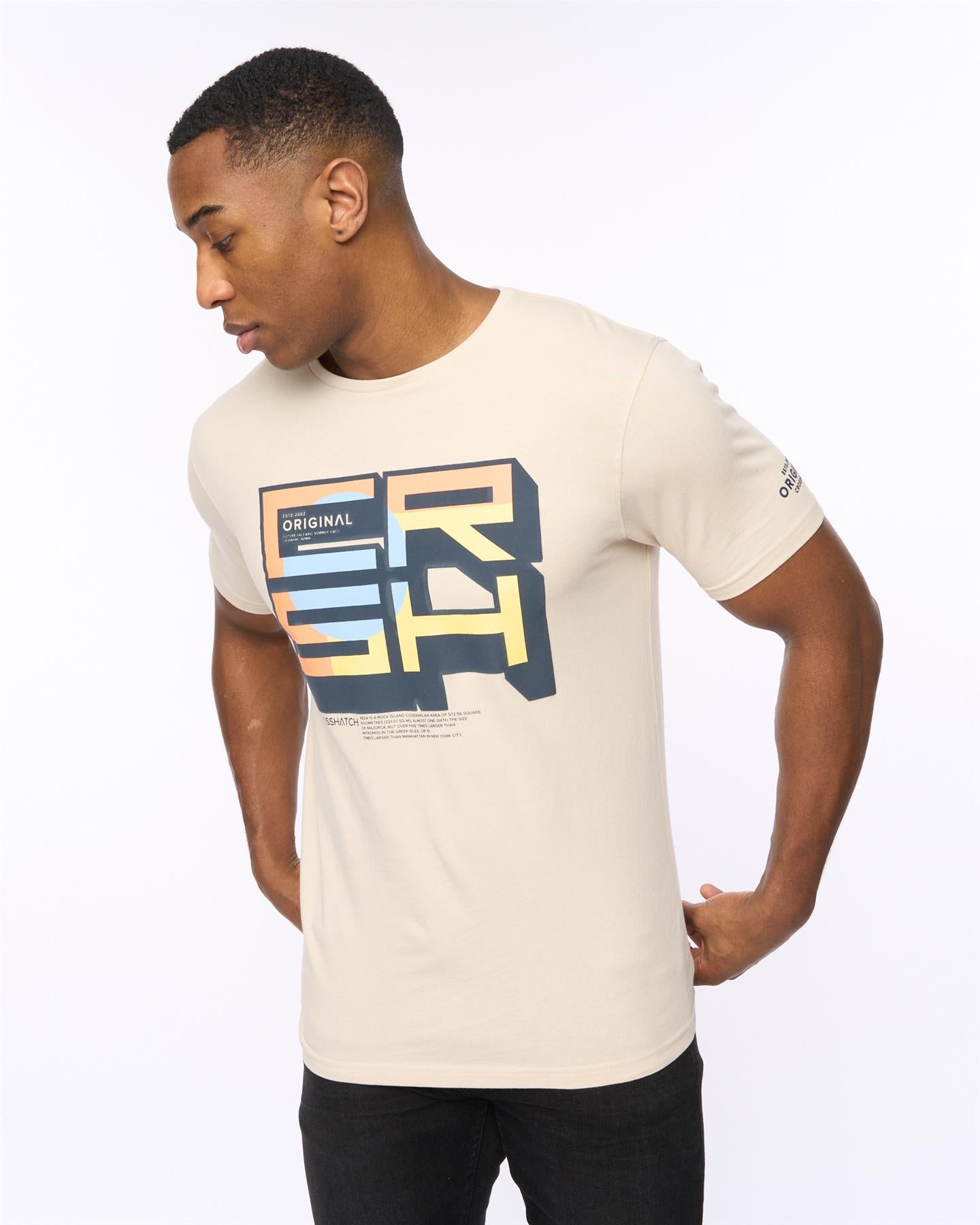 crosshatch Boxvibe T-Shirt Light Stone