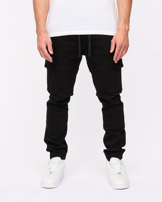 Malimore Cargo Cuff Jeans Solid Black