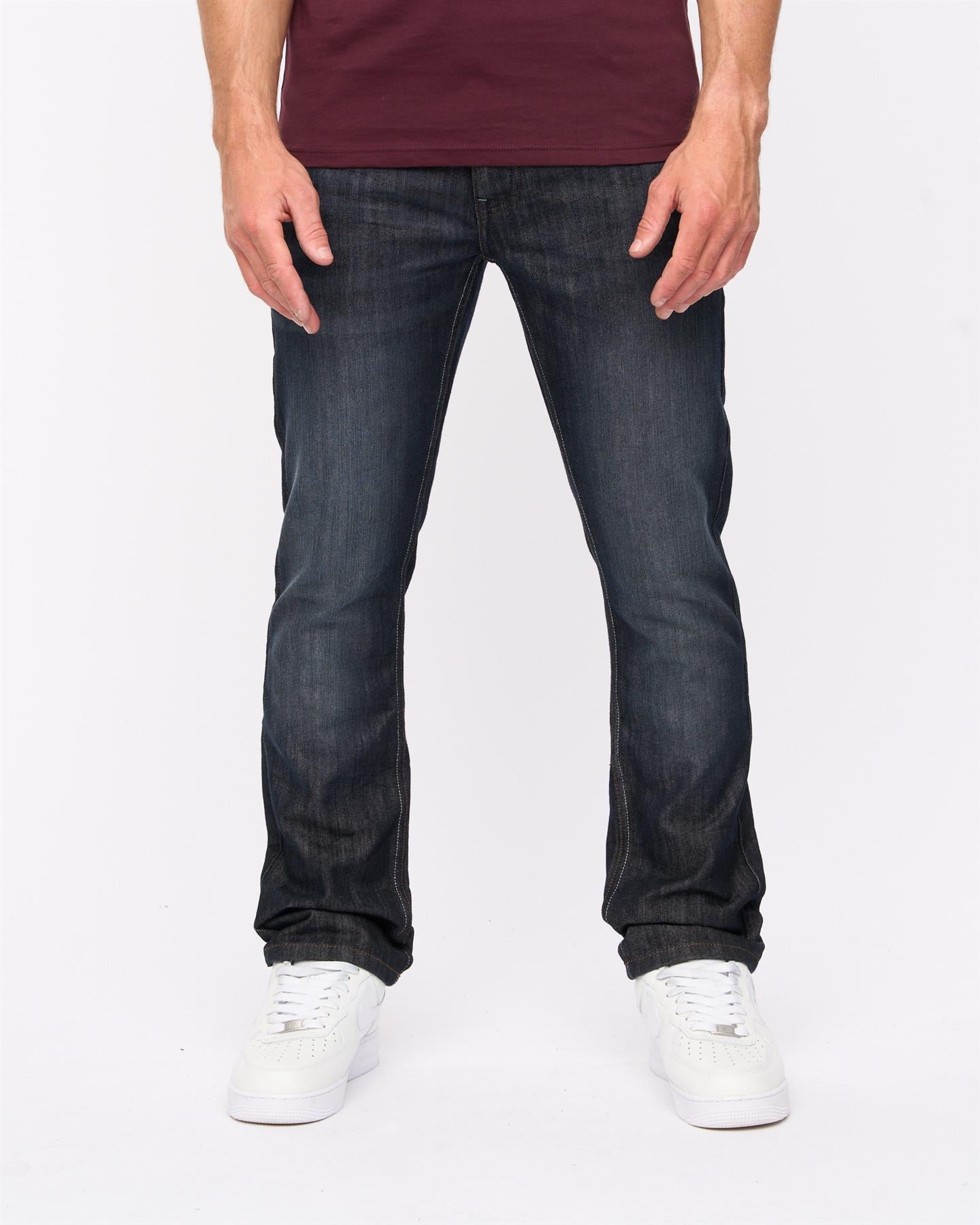 Embossed Techno Denim Jeans Dark Wash