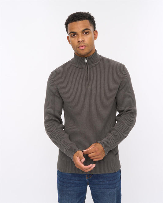 Havaline 1/4 Zip Knit Charcoal Grey