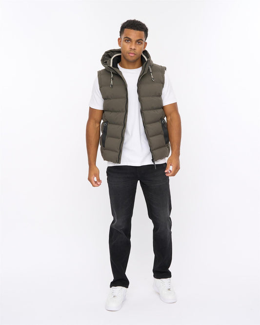 Kampleys Embossed Gilet Deep Olive