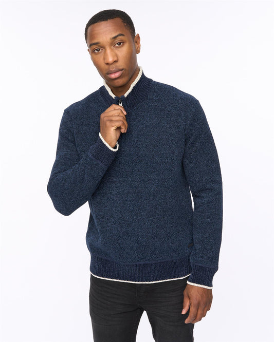 Coldwell Chenille 1/4 Zip Knit Navy