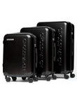 Escapade Embossed Suitcase 3pk Black