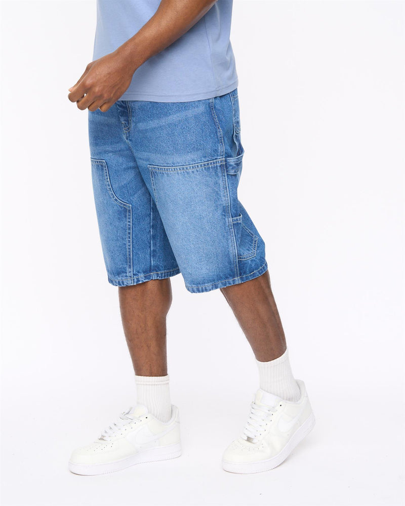 Teleman Denim Shorts Mid Wash
