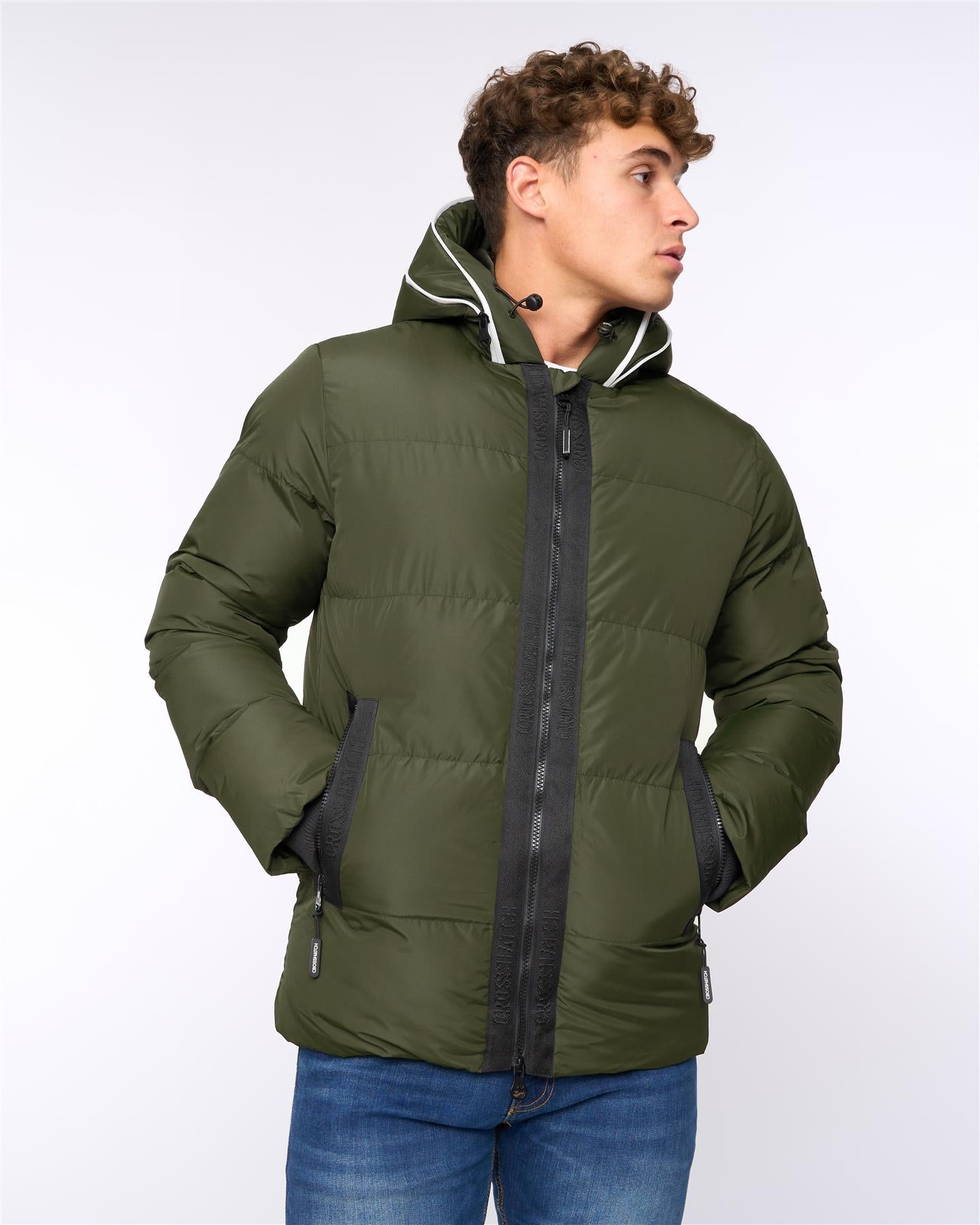 crosshatch Sandbox Hooded Jacket Olive