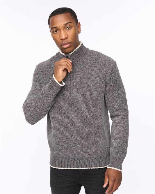 Coldwell Chenille 1/4 Zip Knit Grey Marl