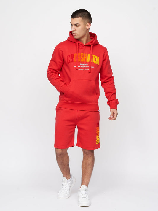 Flocked Hoodie Red