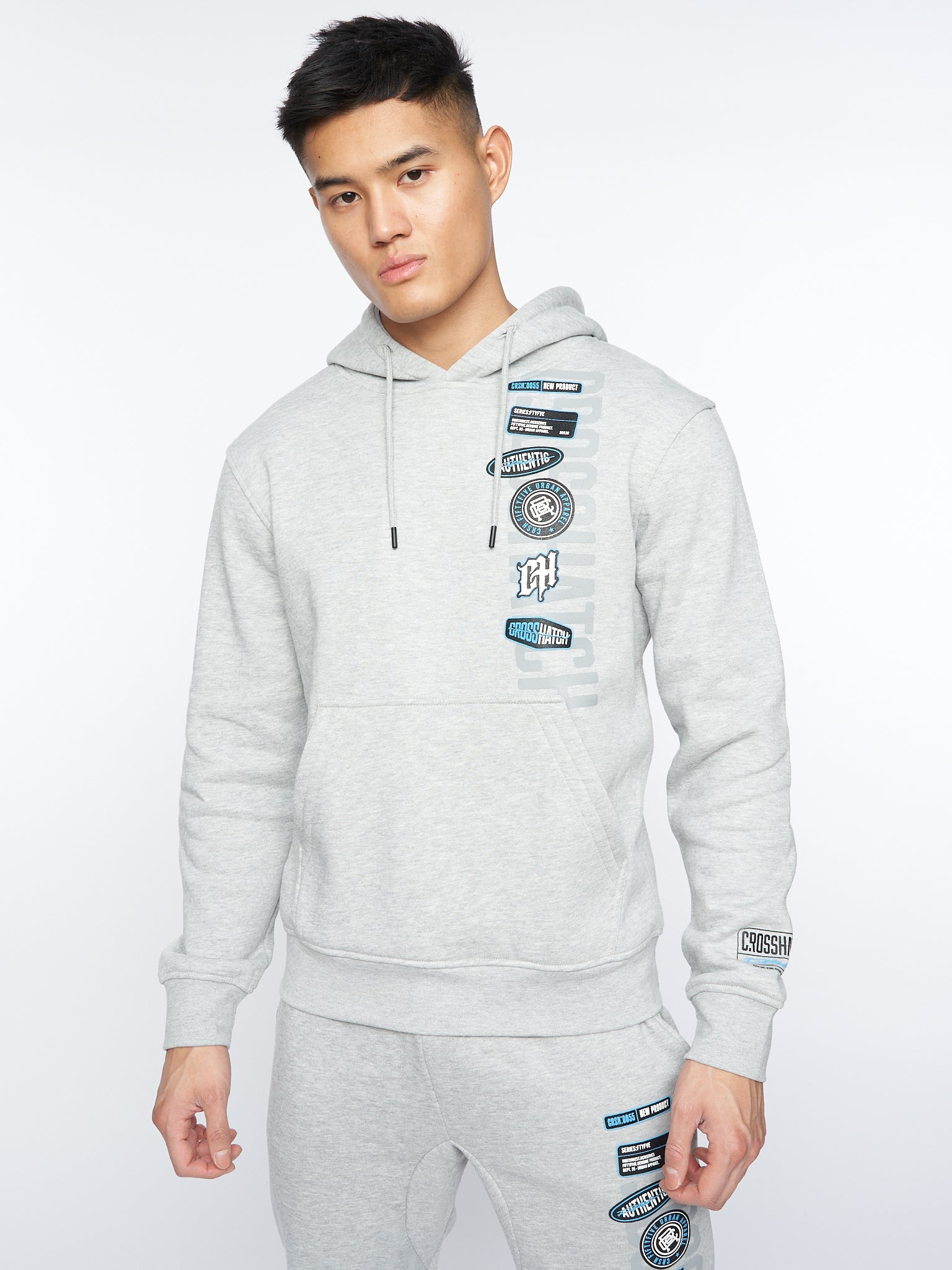 crosshatch Pepperhill Hoodie Light Grey Marl