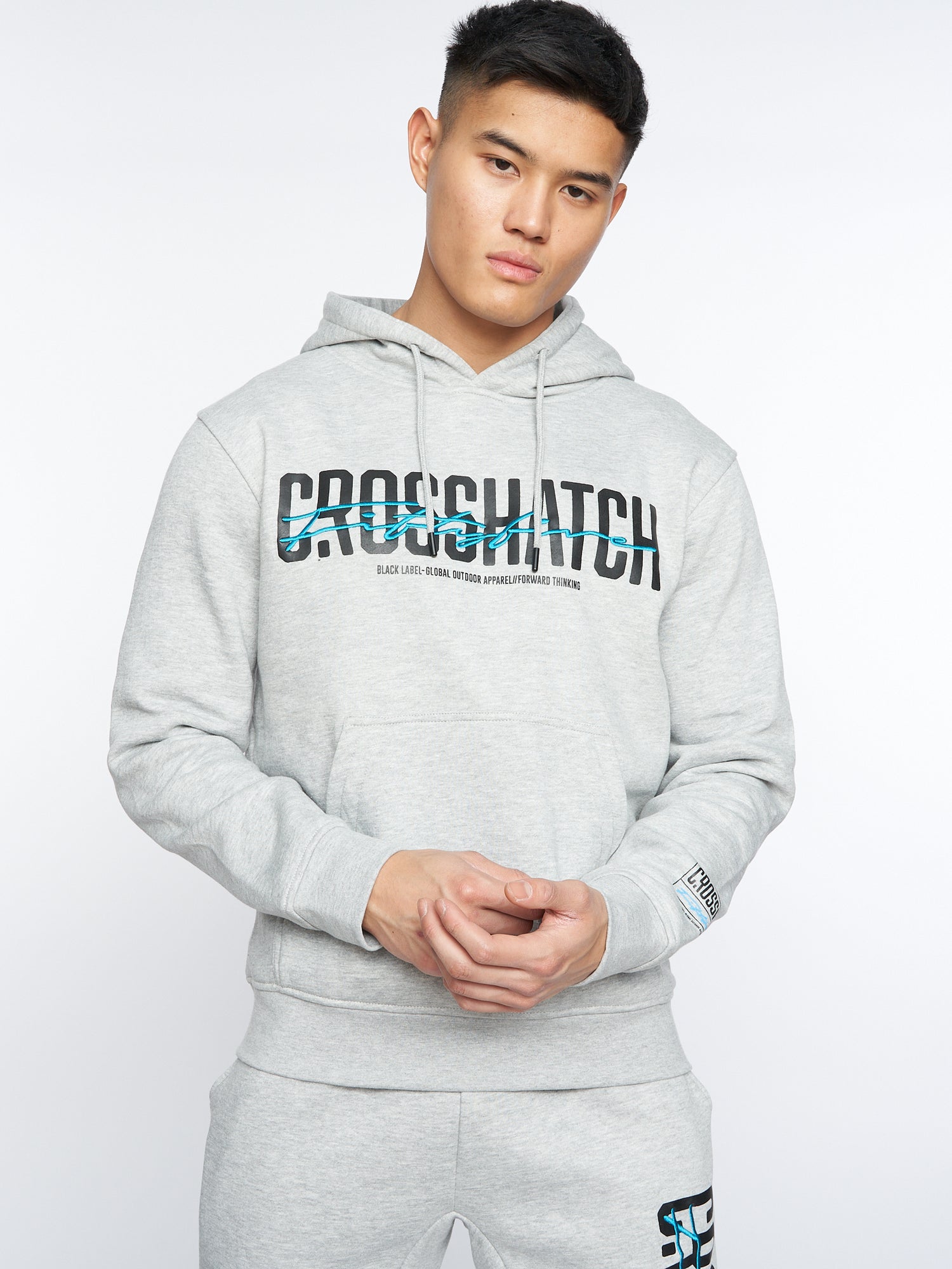 Mens Gooch Hoodie Light Grey Marl Crosshatch