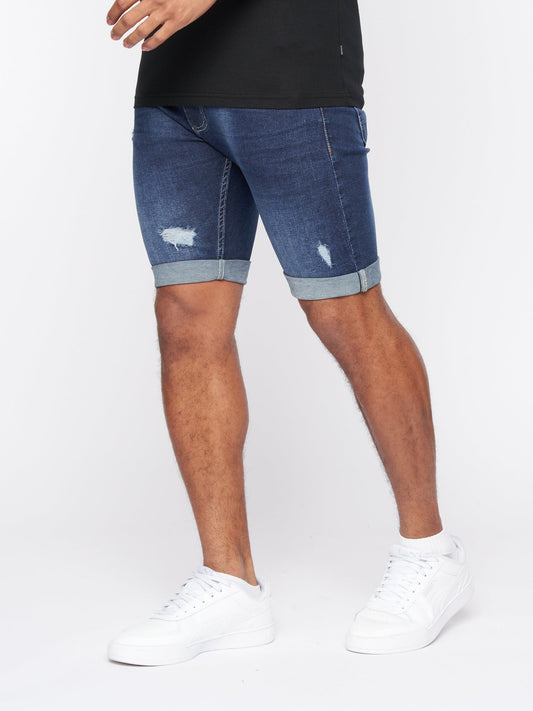 Riptrey Abraised Denim Shorts Dark Wash