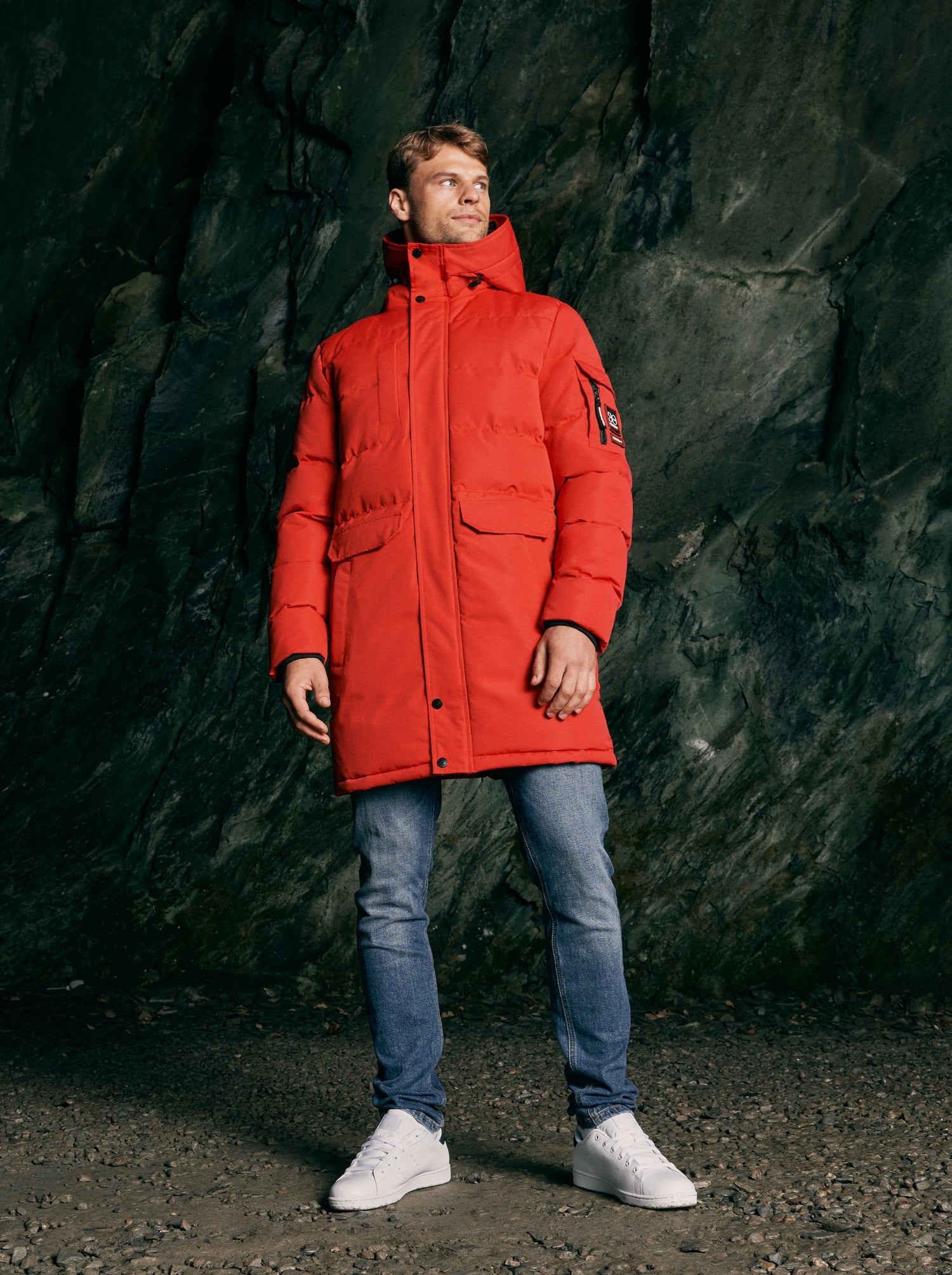 Mens Milwaka Long Jacket Red – Crosshatch