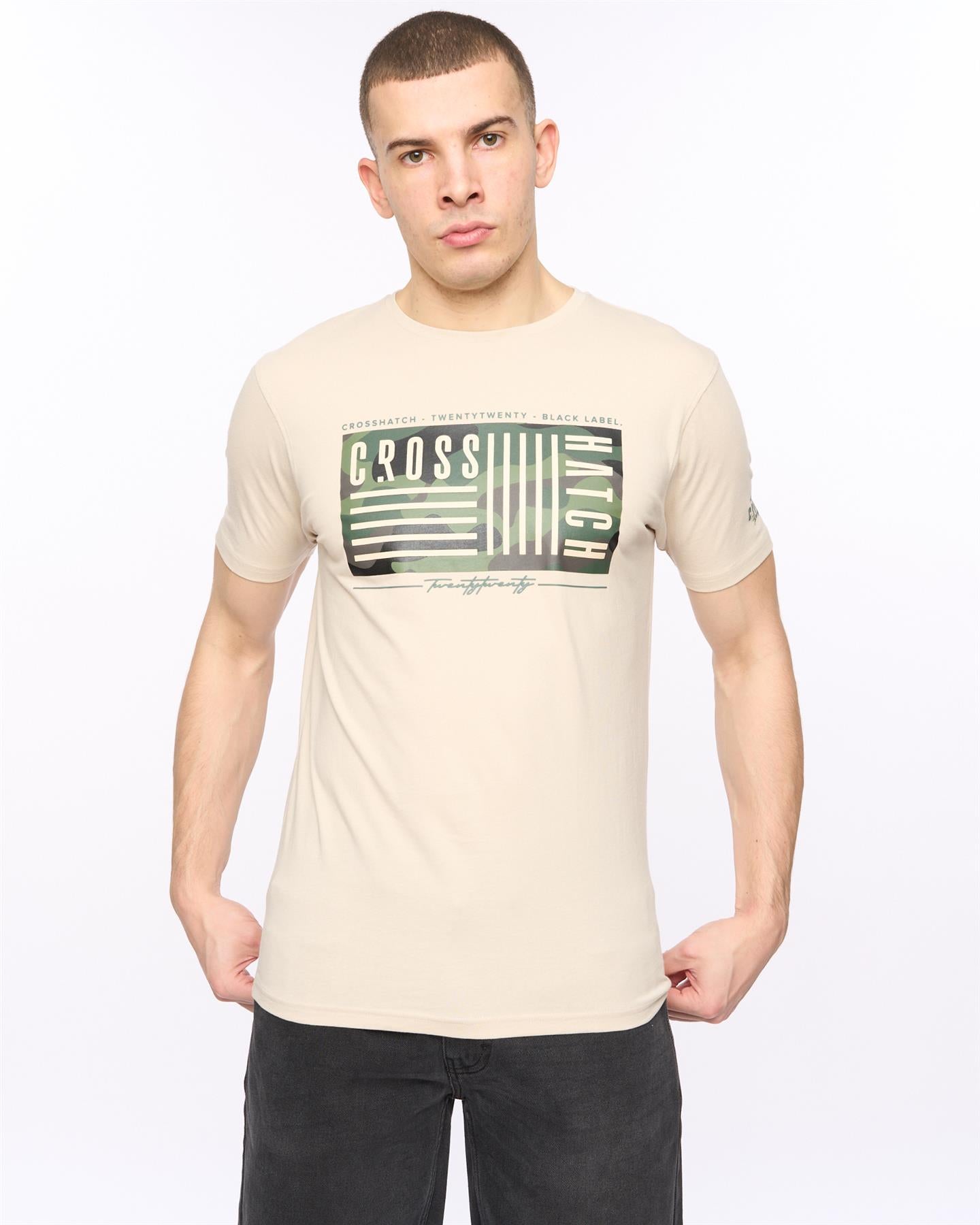 crosshatch Wenfore T-Shirt Light Stone