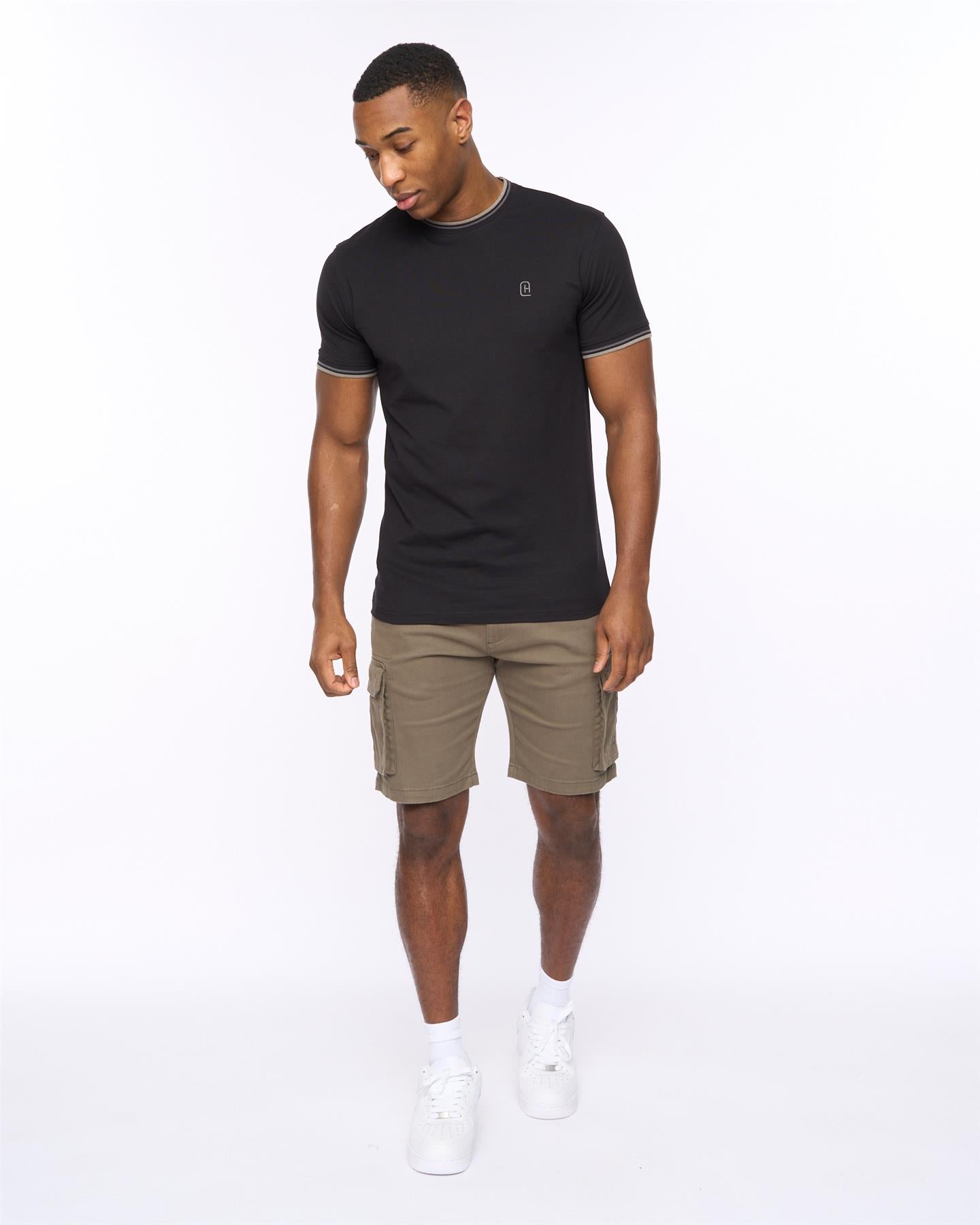 Black T Shirt And Khaki Shorts Mens Shorts Colored Khaki Shorts