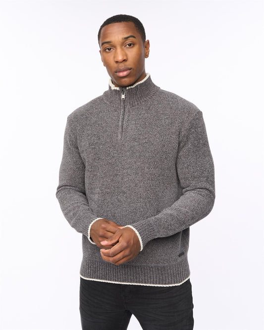 Coldwell Chenille 1/4 Zip Knit Grey Marl