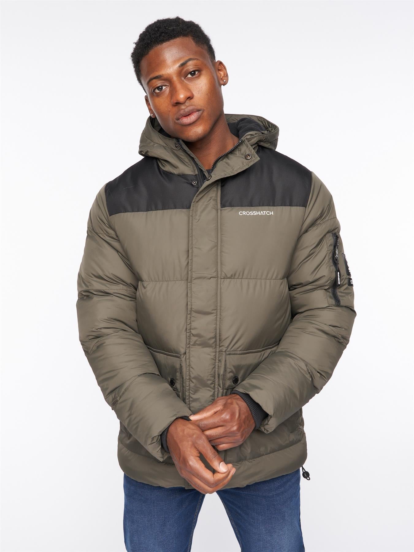 crosshatch Bentlays Hooded Jacket Olive