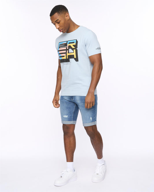 Riptrey Abraised Denim Shorts Mid Wash