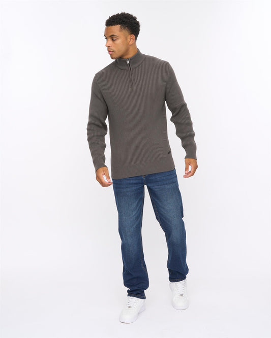 Havaline 1/4 Zip Knit Charcoal Grey