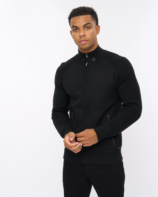 Birchin Zip Thru Knit Black
