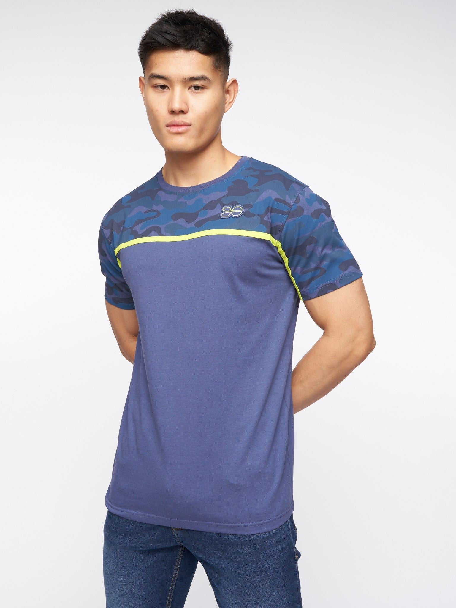 crosshatch Brightling Camo T-Shirt Denim Blue