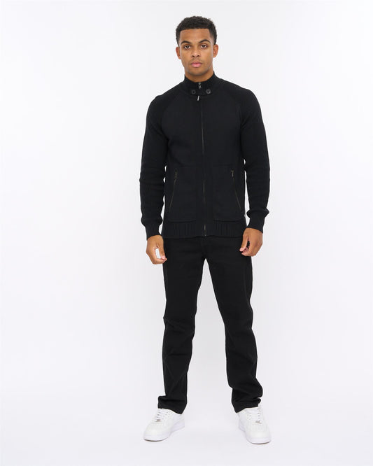 Birchin Zip Thru Knit Black