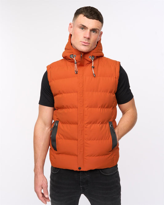 Kampleys Embossed Gilet Burnt Orange