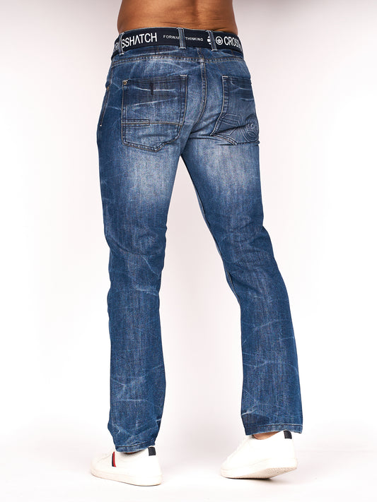 New Embossed Techno Denim Jeans Stone Wash