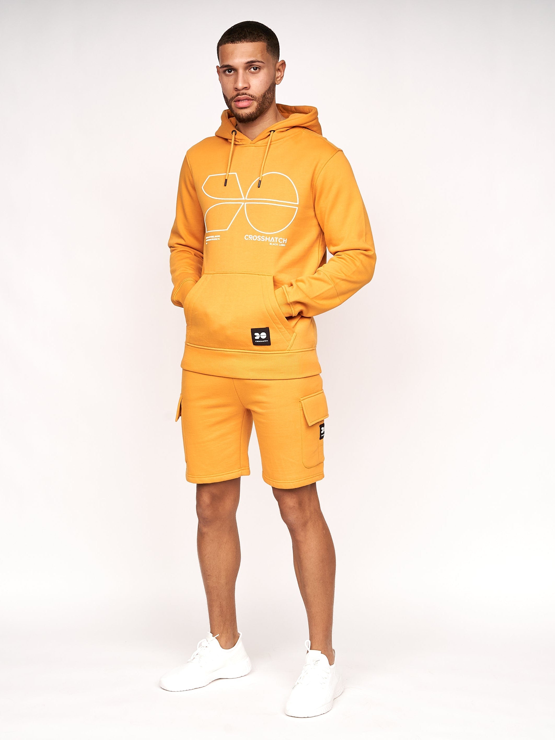 Mens black and yellow hoodie top